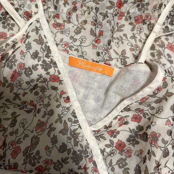 White pink floral mini babydoll tiered dress - Picture 8 of 8